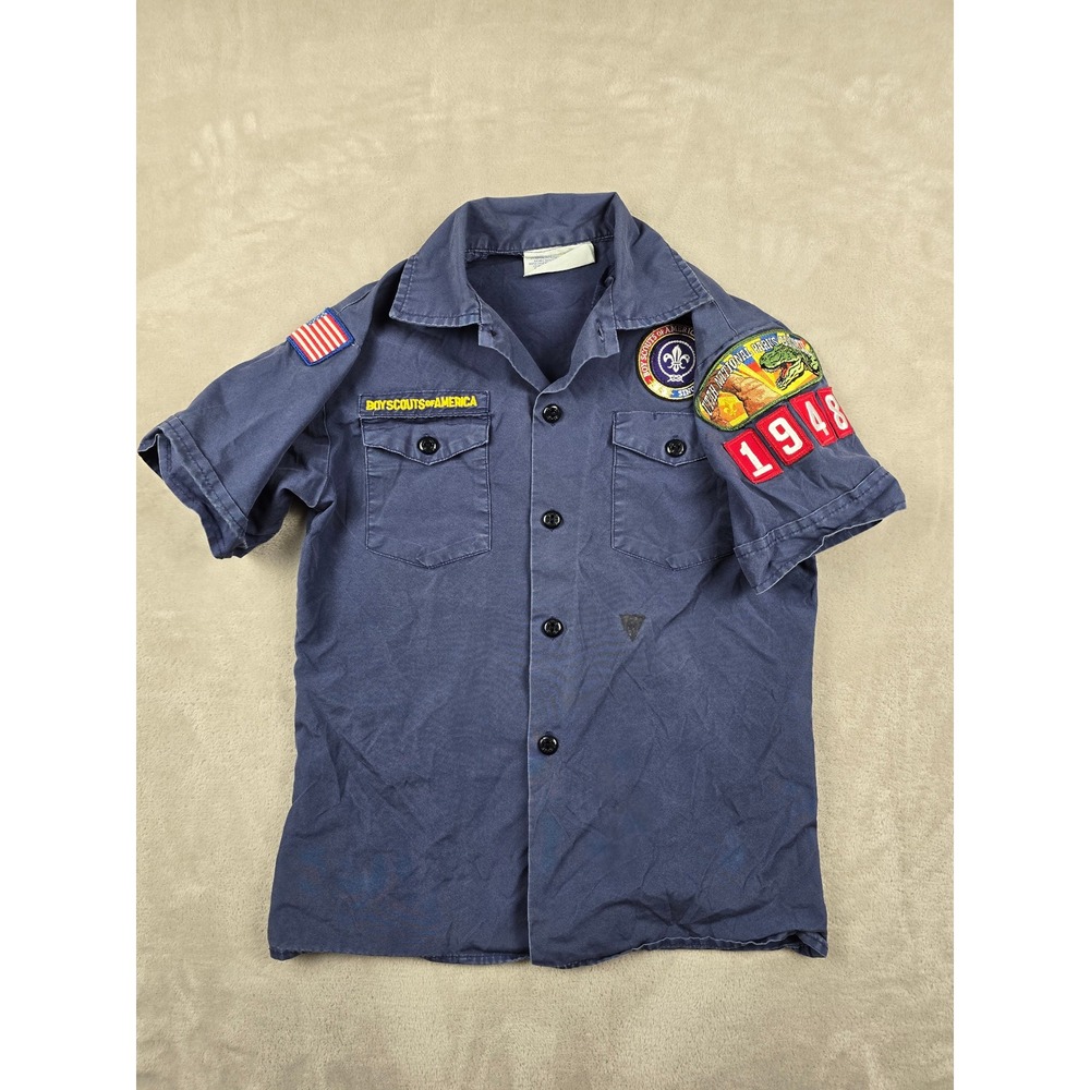 Boy Scouts of America Uniform Shirt Youth M Blue Patches Utah National Parks
